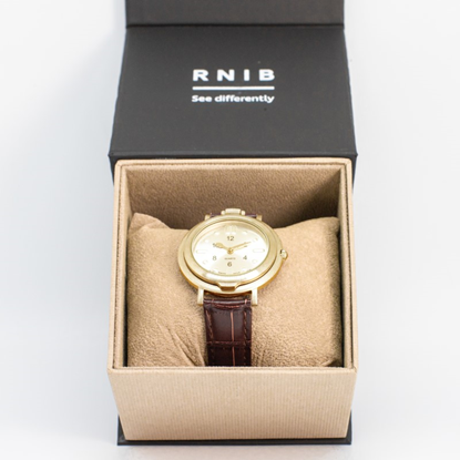 CW250-T – zegarek dotykowy z brązowym, skórzanym paskiem